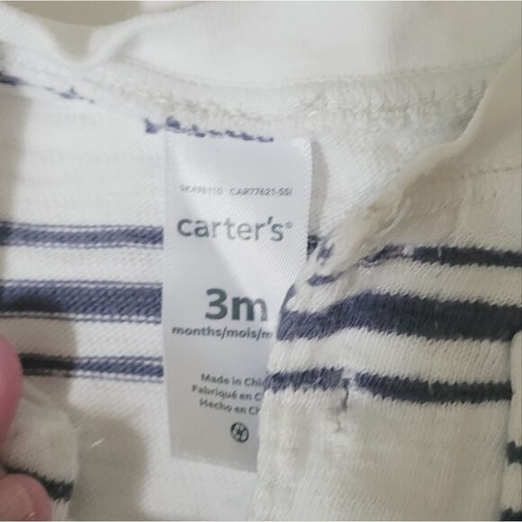 Carter's Navy & White Striped Cotton Onesie - Picture 3 of 5